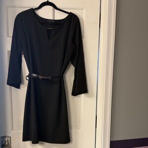 Sharagano Black Long Sleeve Dress with Belt